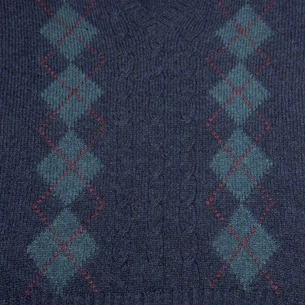 Quill's Woollen Market Wool Ireland Hand‎ Crafted Argyle Marled Sweater Size XL